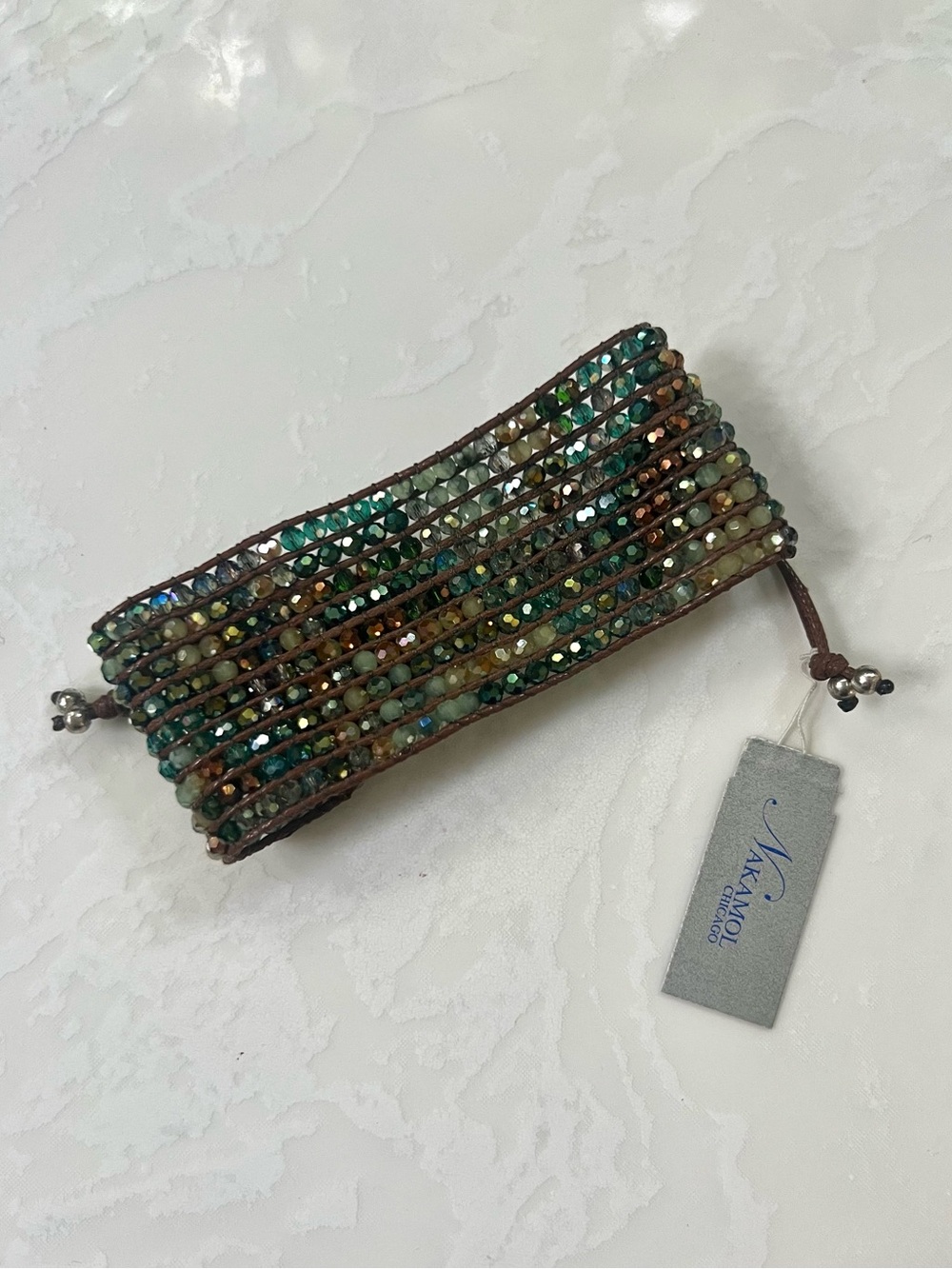 NWT Nakamol Beaded Leather Bracelet
